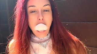 Artemisia Love Blowing Bubbles Outdoor and Smoking a Cigarette