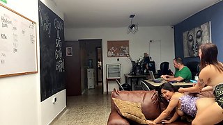 Naughty friends get it on in my office