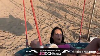 Pornstar- Follow me around Barcelona as I flash on the beach