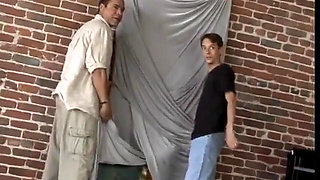 Three guys team up to fuck and cream a black slut