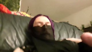 Purple Haired Femboy Masturbates And Fingering His Ass In Close Up