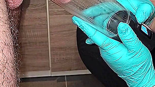 The Penis Pump Pumped up My Cock so Much That It Swelled and She Sucked It with Her Big Mouth