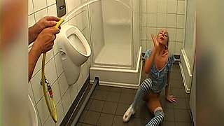 Blonde Slut Drinks Piss and Cum in Extreme Bukkake