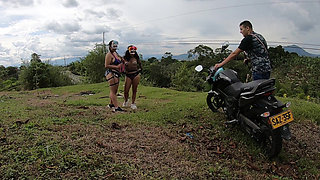 Outdoor Sex On Halloween With Two Latinas