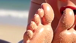 Fat Woman Licking Sandy Feet of Skinny Girl - Beach Humiliation