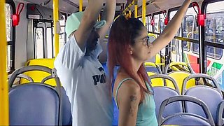 Public Transport Sex - Amateur Couple Fucking Doggy Style on Bus with Fanny Squirting