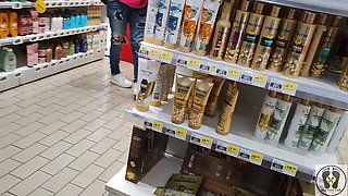 Crazy Rebeca Addams in Jeans Buttcrack at the Supermarket