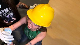 The fact that two construction girls suck and masturbate