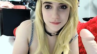 Cute blonde with big boobs solo