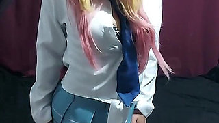 Otaku in Marin Cosplay Masturbates Anal