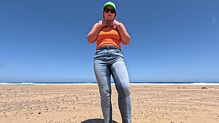 Beach Jeans Wetting - Another Sandy Soaking
