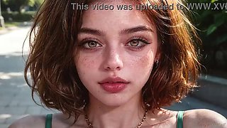 Mischievous ginger nymph gets yam-sized schlong in her lips.[AI]