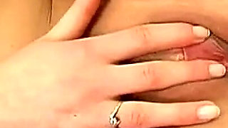 Slutty Big Clit Teen Shaved Tiny Pussy Masturbating with Big Red Dildo