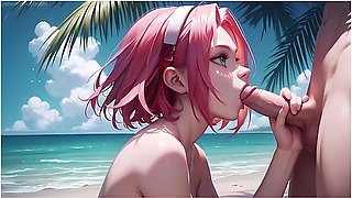 Car Toon - Public Anal Crampie And Blowjob With Sakura On The Beach