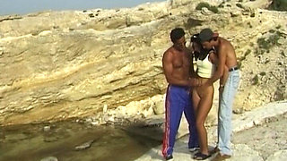Cute Teen From Germany Got Double Fucked on the Beach