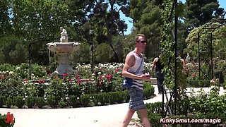 Blond hair babe loves public nudity and bondage