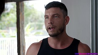 Gooning session turned into wild fucking on the sofa in the living room