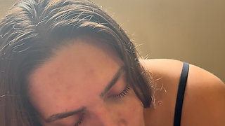 Big Ass Friend Gives a Hot and Drooling Blowjob on My Cock