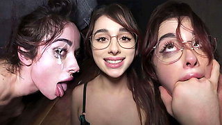 Submissive Teen Whore Rough Threesome Doggystyle & Facial Cumshot