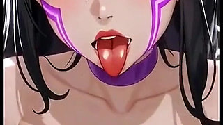 Cute Brunette Moaning and Show Tongue, Ai Animation