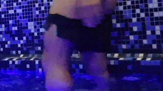 Risky Masturbation in Luxury Public Spa Sauna - Big Hard Cock Jerk to Huge Cum Almost Caught