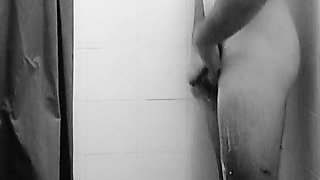 Pretty teenager takes a shower