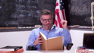 Instructor licks then fucks college teen