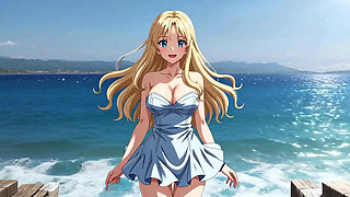 londe Bombshell's Waterfront Wank: Breast Bounce and Dripping Clit Rub