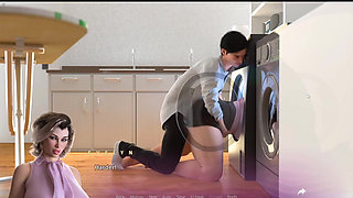 Stepmom Huge Ass Make My Cock Cum While She Stucks in Washine Machine