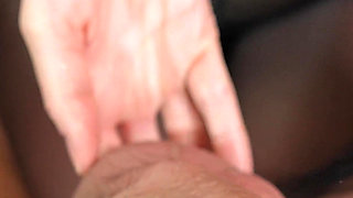 Busty Stepmom in Pantyhose Loves to Jerk off Her Stepson's Cock