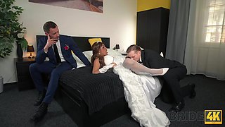 Curvy Buxom Ebony Bride Vicky Menage Tastes & Tries Stanley's BWC In Front Of Her Cuckold Groom