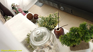 Skinny Teen Mary Gives His Client a Slippery Massage and Her Ass Is Stretched by A Big Cock