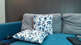 Big tit shemale jerks her long cock