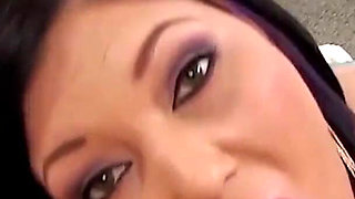 Sweet BBW brunette MILF Claire Dames tattooed pov deepthroat blowjob & cum swallow on floor