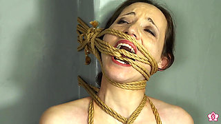 Slave Mila Tightly Tied in Orgasm Torment with Rope Bondage and Bound Orgasms