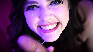 Extreme amateur pov blowjob with brunette babe