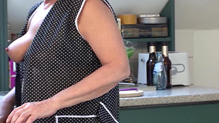 German housewife rides dick in the living room