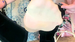 Slutty girl foot fetish with masturbation