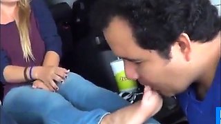 Foot Fetish Fun in the Car with My Amateur Slave