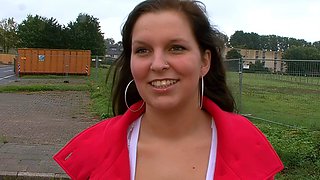 Normal German girl persuaded to have sex on the street