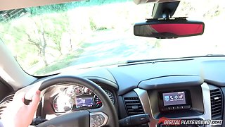 Parker Swayze's Blonde Voyeur Fantasy in Steamy Car Play