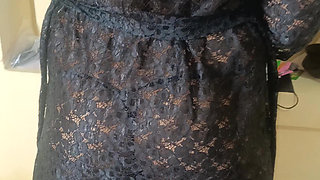 Black colour transparent dress