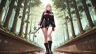 Blonde Valkyrie's Undressing Moment, That Great-slit Black Uniform Is Insane!