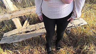 Nipple stretching and slapping her tits