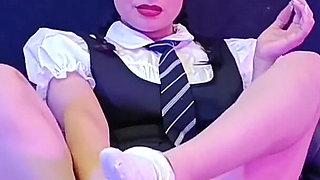 Ana Spears Enjoy Smoking After Class in Uniform and Braids