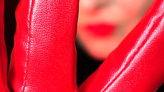 Fur fetish and long leather gloves pin up MILF