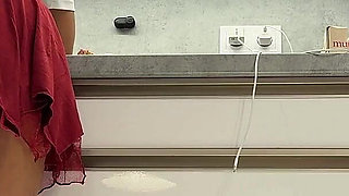 Amazingly Beautiful Real Redhead Petite College Girl Takes Her White Cotton Panties off to Flash Her Pussy Under Mini Skirt