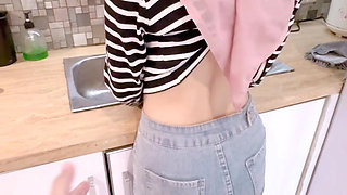 Malay Big Tits Hijab Teacher Sex in the Kitchen until Creampie