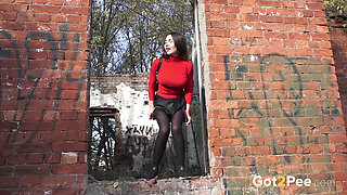 Pulled Down Pantyhose by Got2Pee where girls come to piss