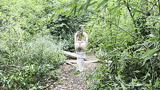 While out for a walk in the public park with my stepsister, I find her naked.